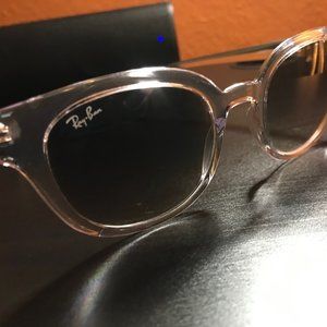 Ray-Ban, mens, clear frame, light grey tint. NEW